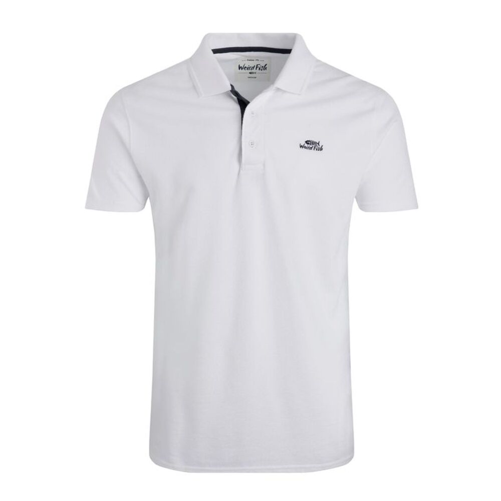 Weird Fish Mens Miles Pique Natural Polo Shirt / White